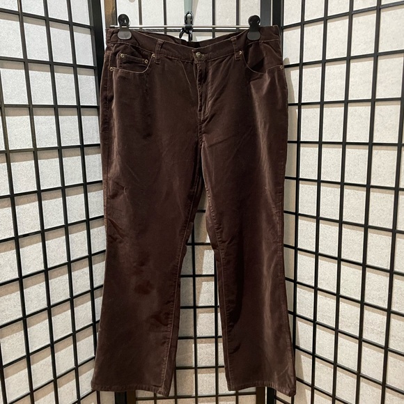 DG2  Diane Gilman Dark Brown Velvety Pants SZ 18W P - Picture 2 of 12